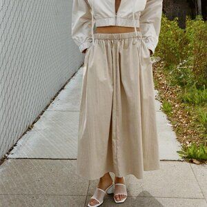 NWT ZARA VOLUMINOUS MIDI SKIRT STONE